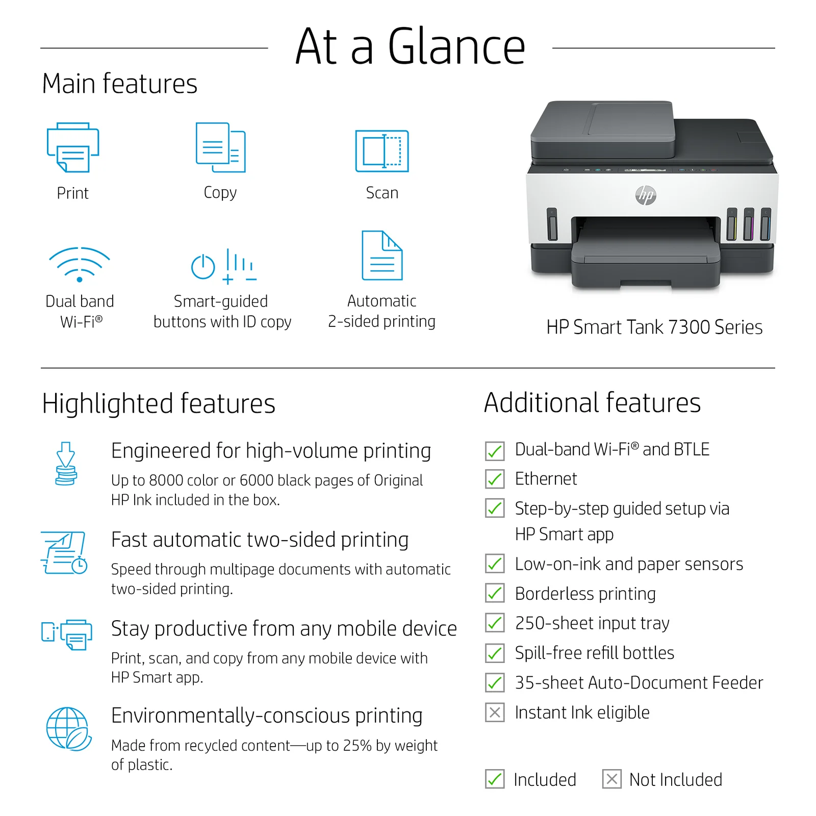 HP Smart Tank 7307 All-in-One Colour Inkjet Printer
