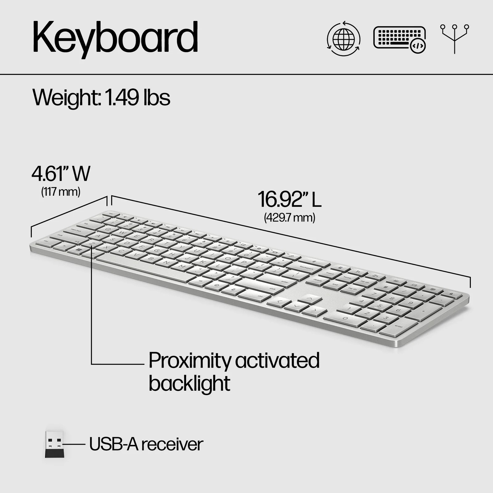 HP 970 USB+BT Programmable Wireless Keyboard