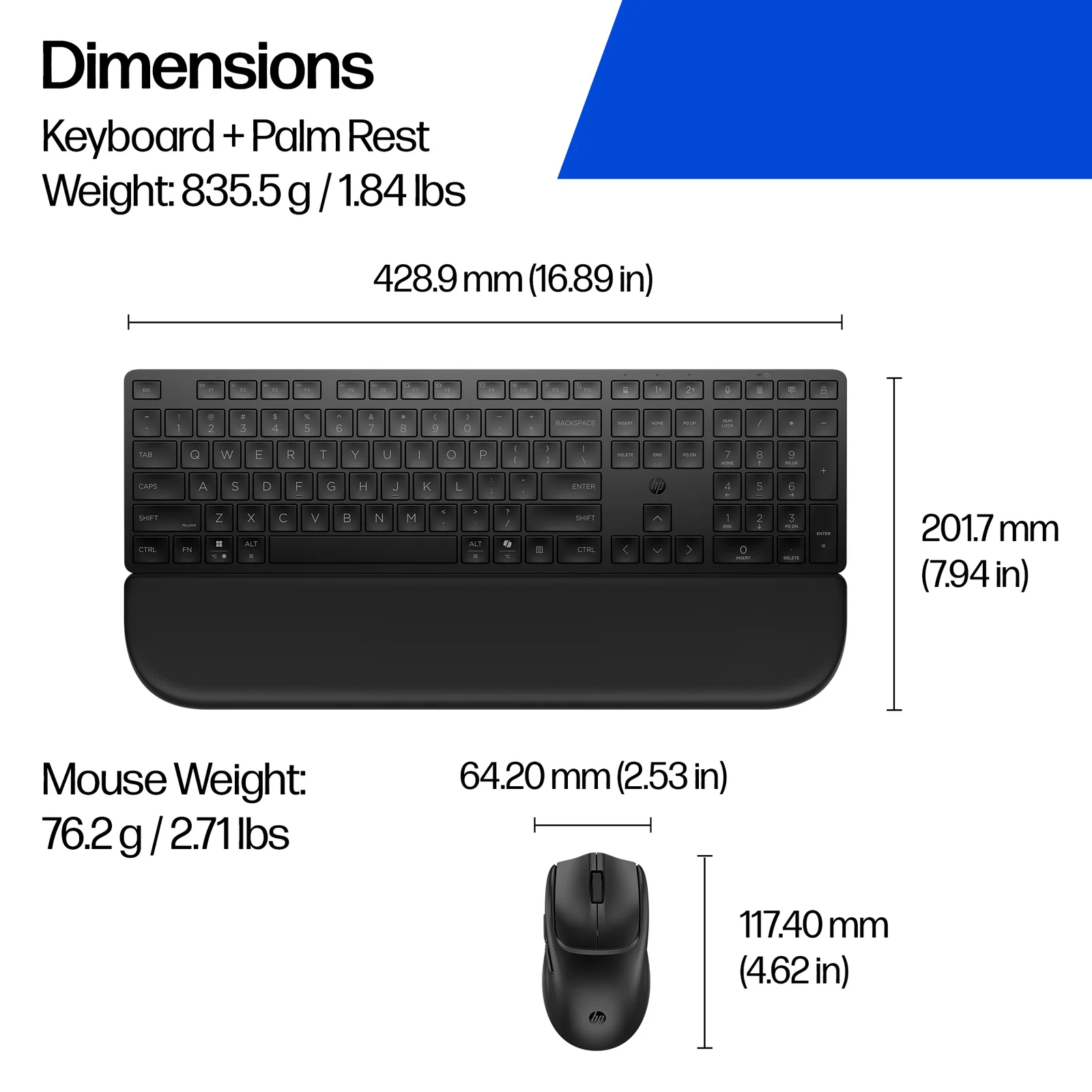 HP Multi-Device Dual-Mode Mouse and Combo with Palm Rest 585C Keyboard