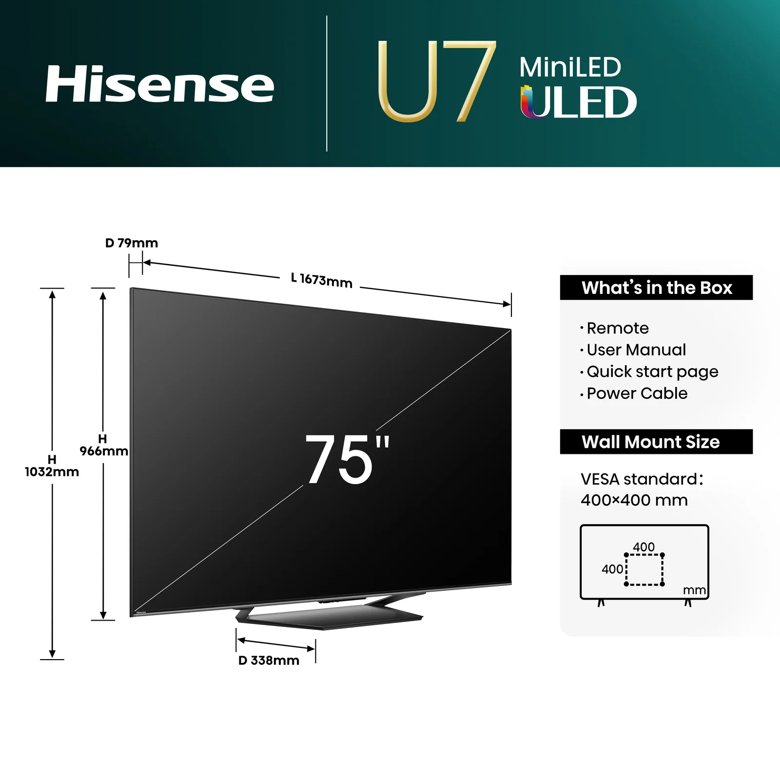 Hisense 75U7NQTUK 75" 4K Smart TV