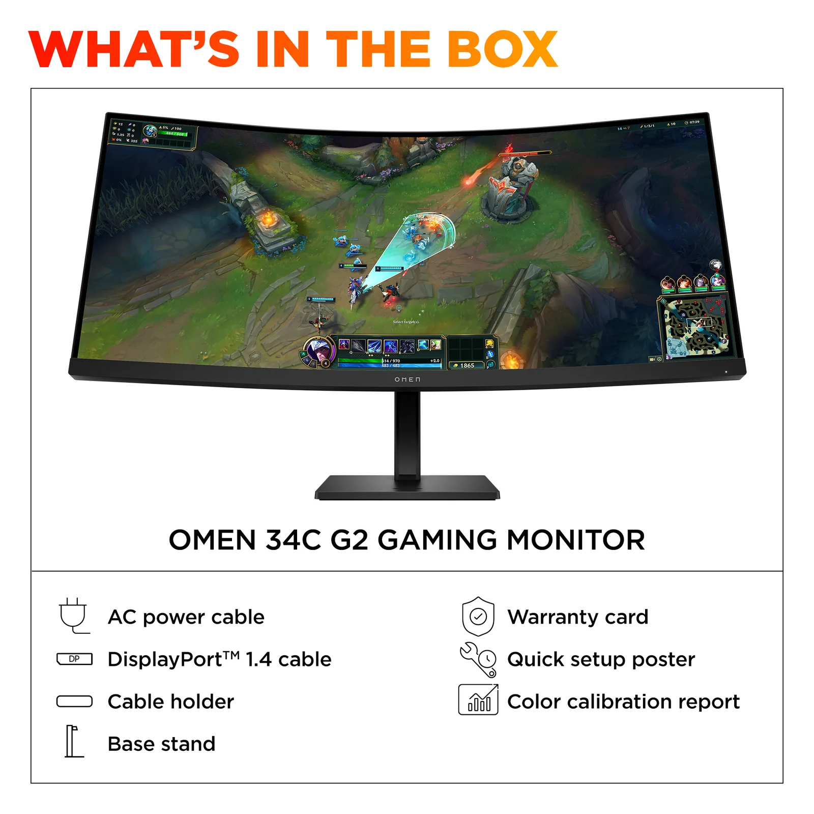 HP 180Hz 34" UWQHD VA 180Hz Curved Monitor