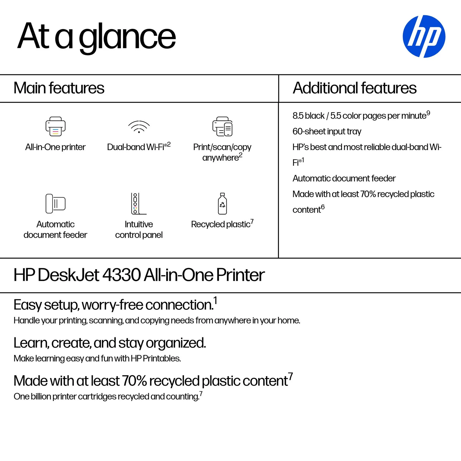 HP DeskJet 4330 Colour Inkjet Printer