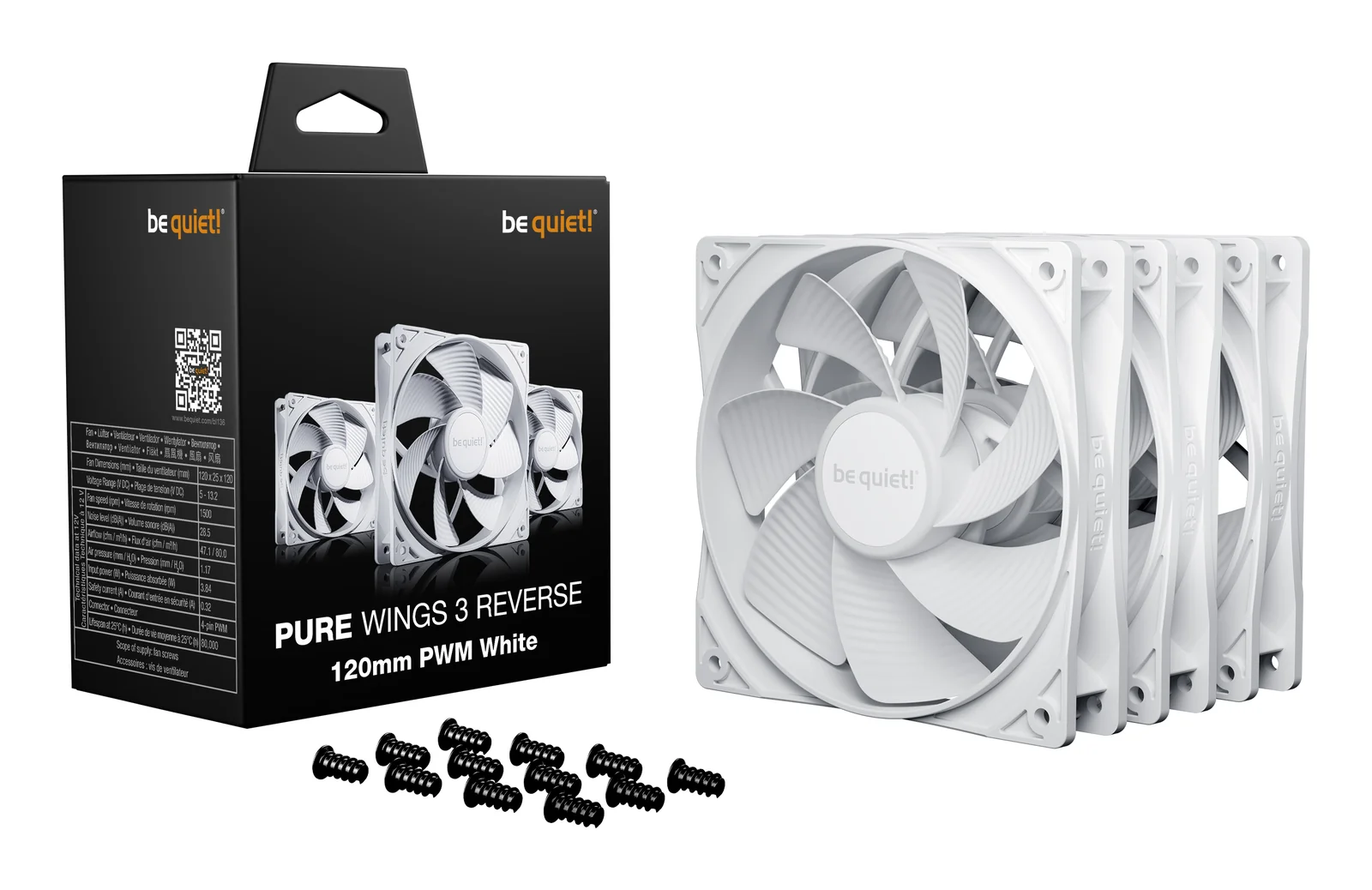 be quiet! Pure Wings 3 120mm | PWM Reverse White Triple-Pack
