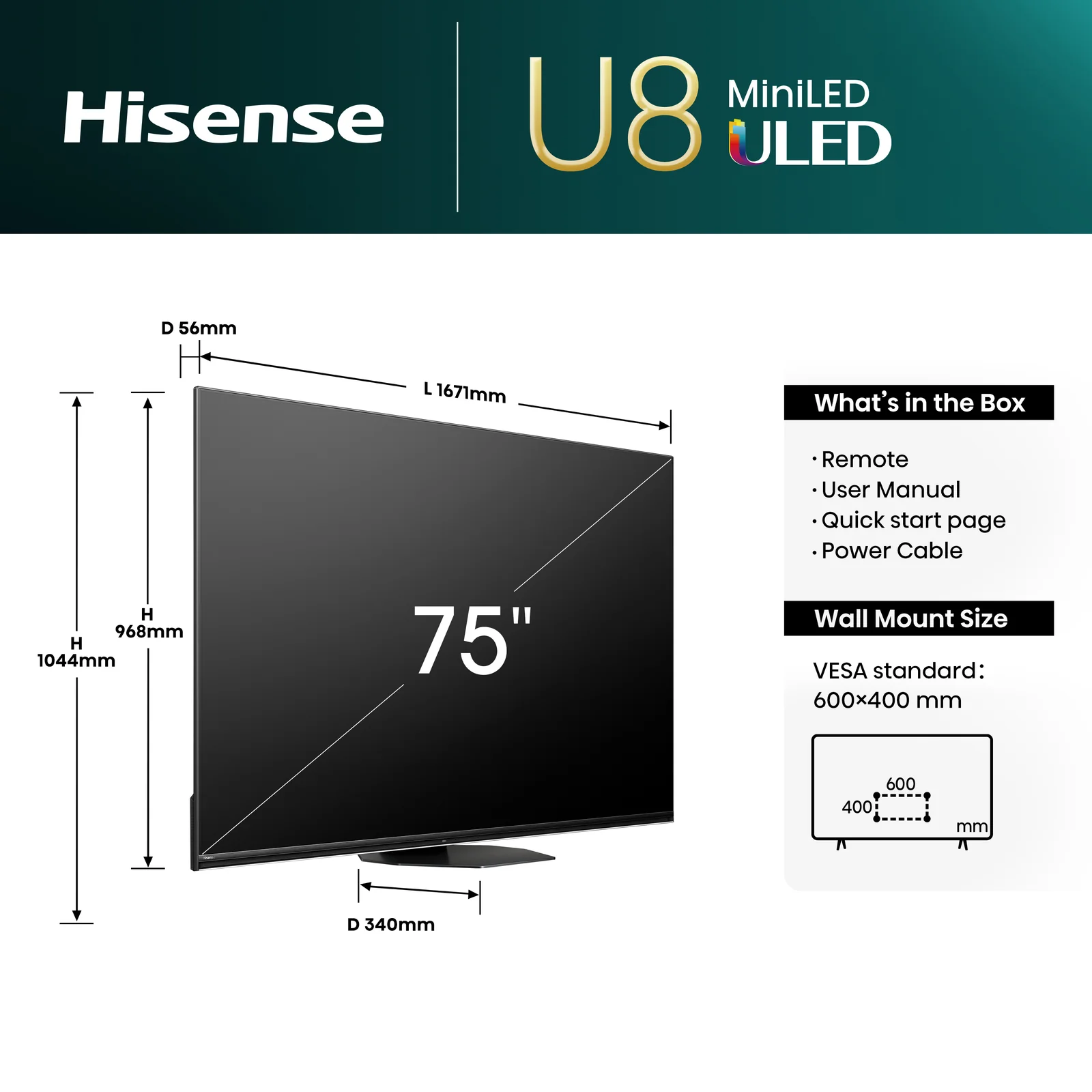 Hisense 75U8NQTUK 75" 4K Smart TV