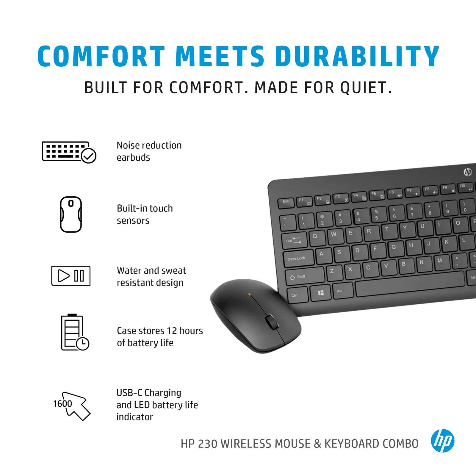 HP 230 Wireless Mouse and Combo White Keyboard