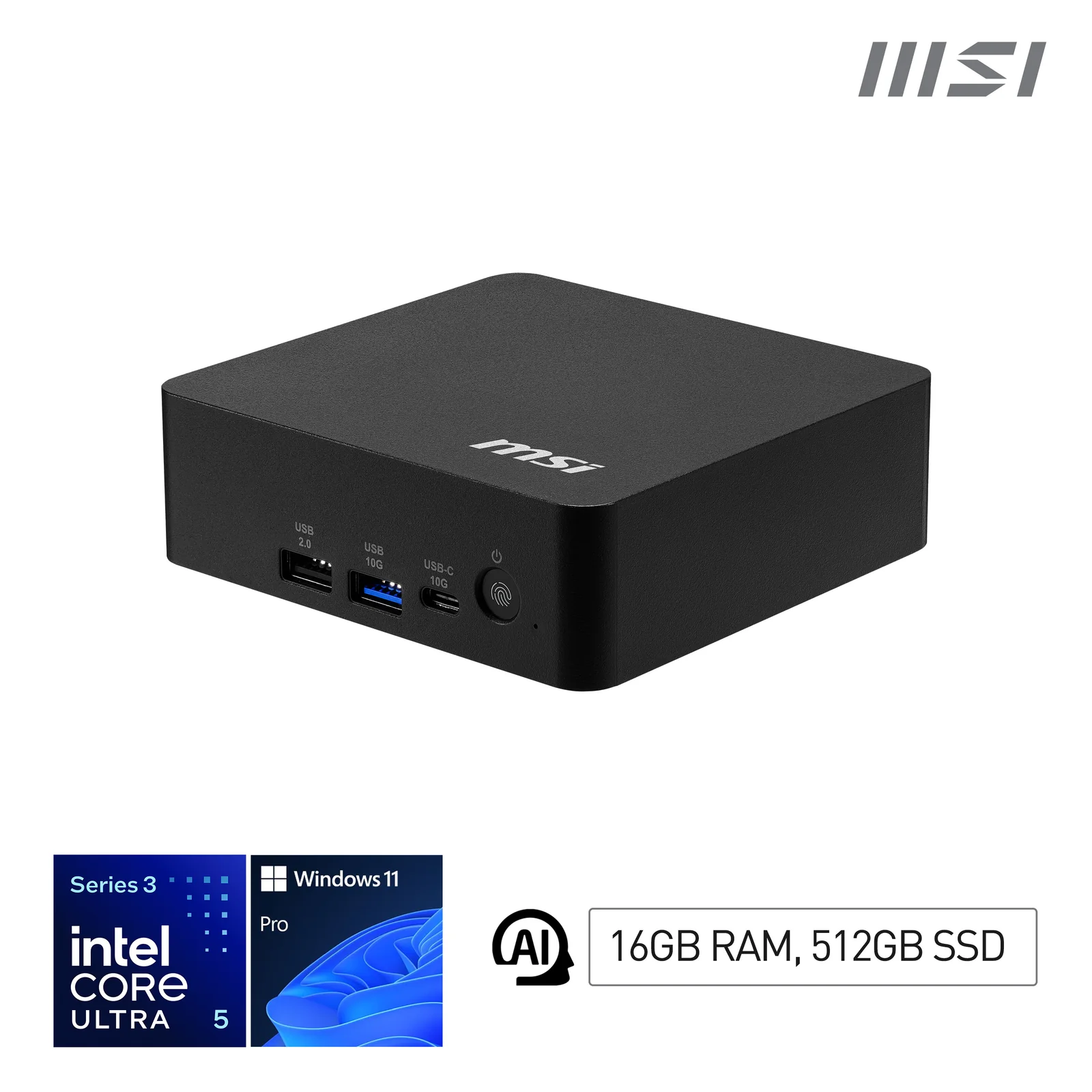 MSI Cubi NUC AI+ 3MG-004EU, Intel Core Ultra 5 322, 16GB RAM, 512GB SSD