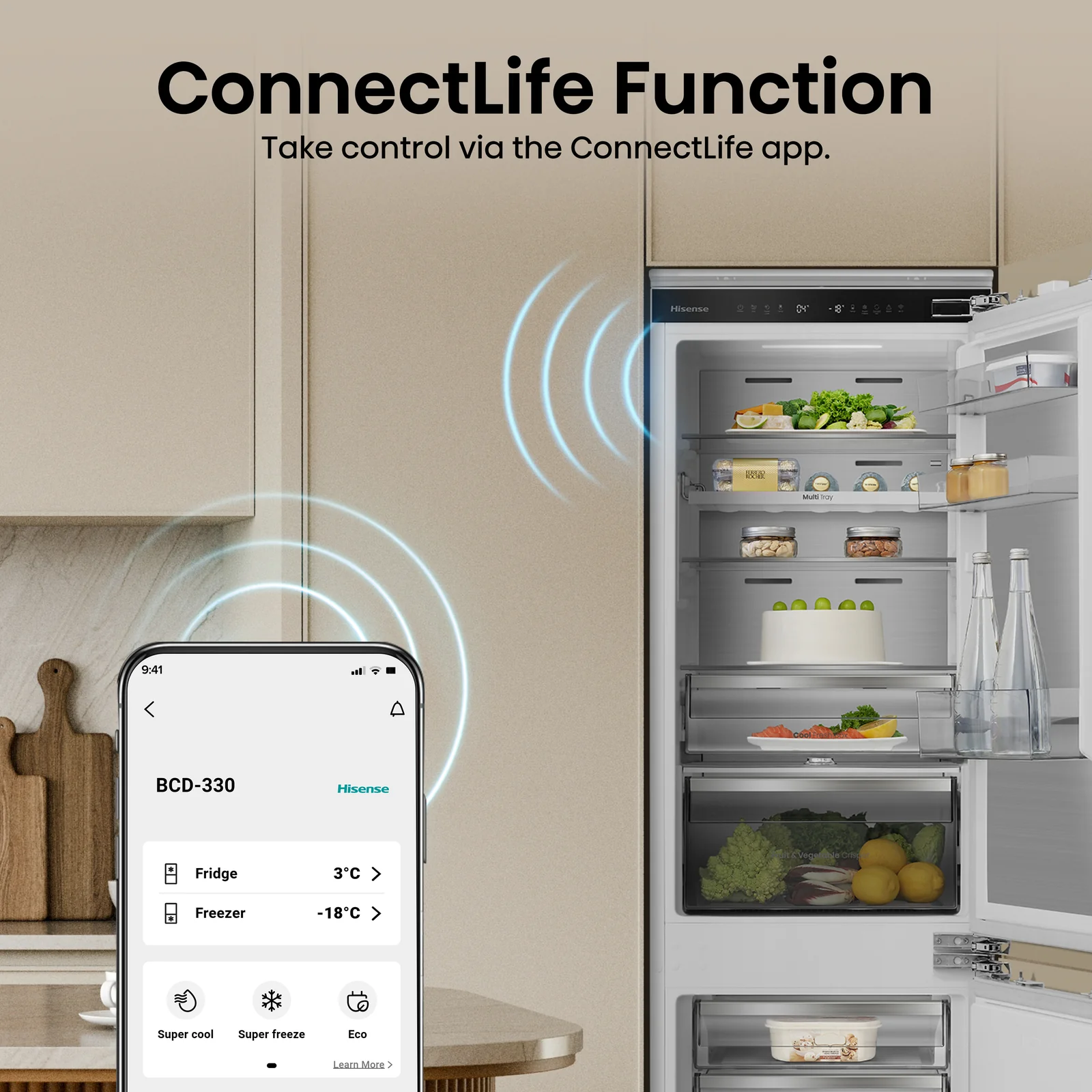 Hisense Fridge/freezer RB5B250SSWC1 BK070 252L Integrated Fridge Freezer