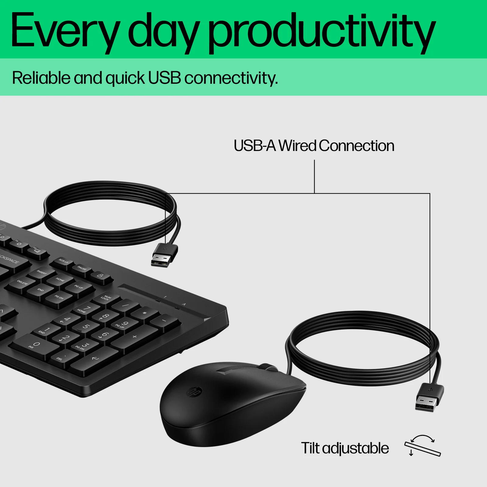 HP 225 Wired Mouse and Combo G2 Keyboard
