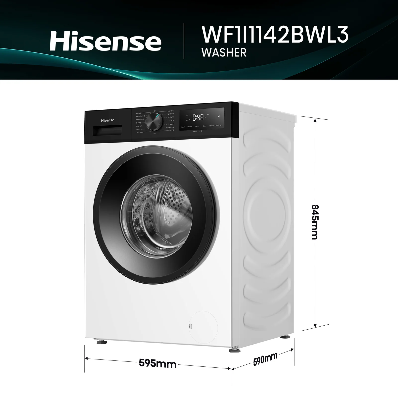 Hisense WF1I1142BWL3 11kg 1400rpm Washing Machine