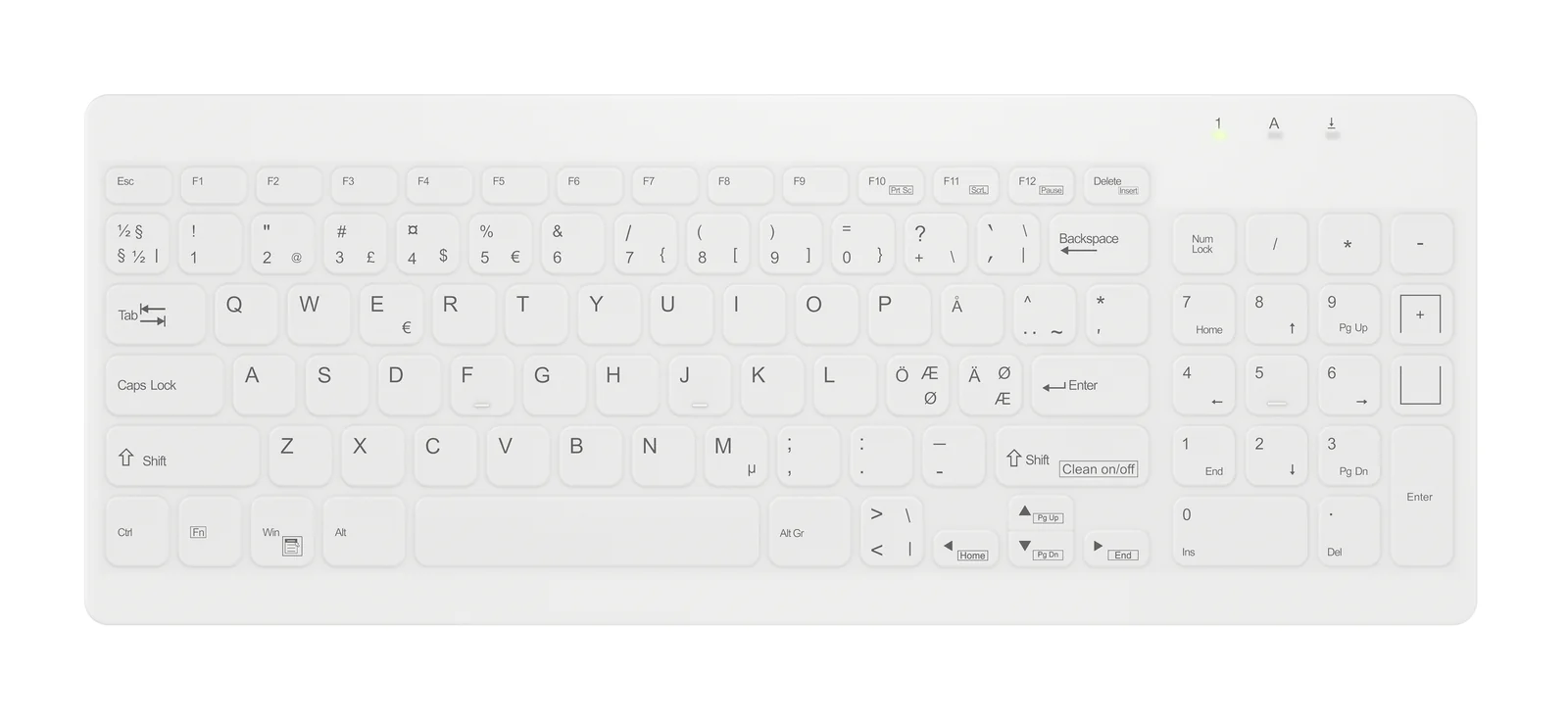 Contour Design Active Key AK-C7012F-FU1-W/NOR Wireless Keyboard White