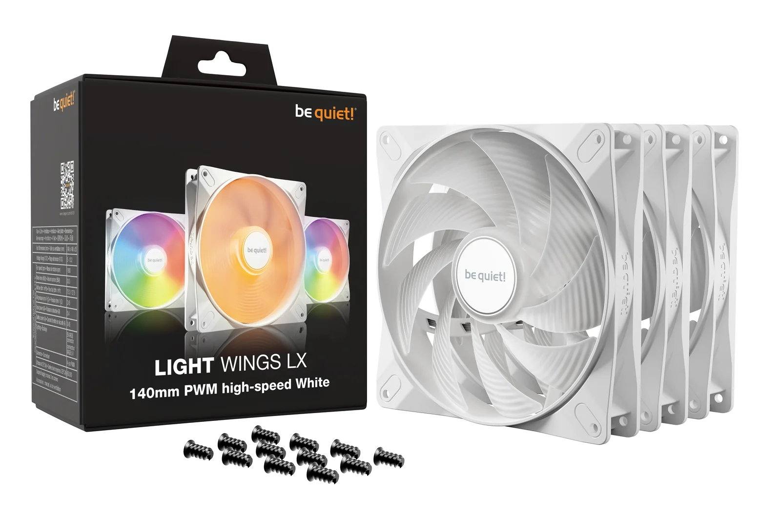 be quiet! LIGHT WINGS LX 140mm PWM High Speed 3-Pack White