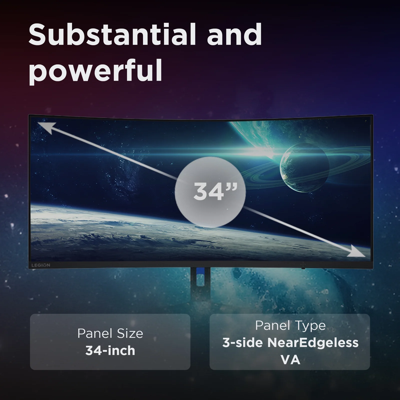 Lenovo Legion R34w-30 34" UWQHD VA 180Hz Curved Monitor