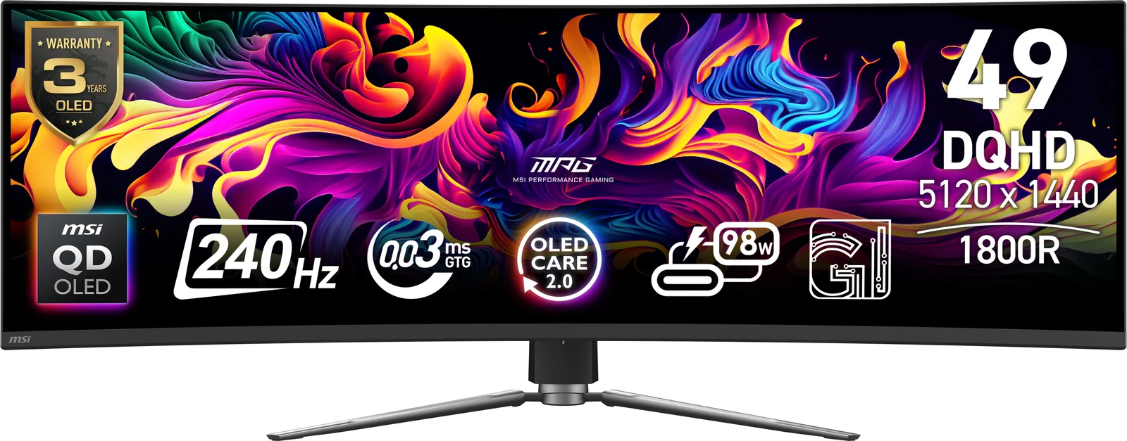 MSI MPG 491CQPX QD-OLED 49" DQHD QD-OLED 240Hz Curved Monitor