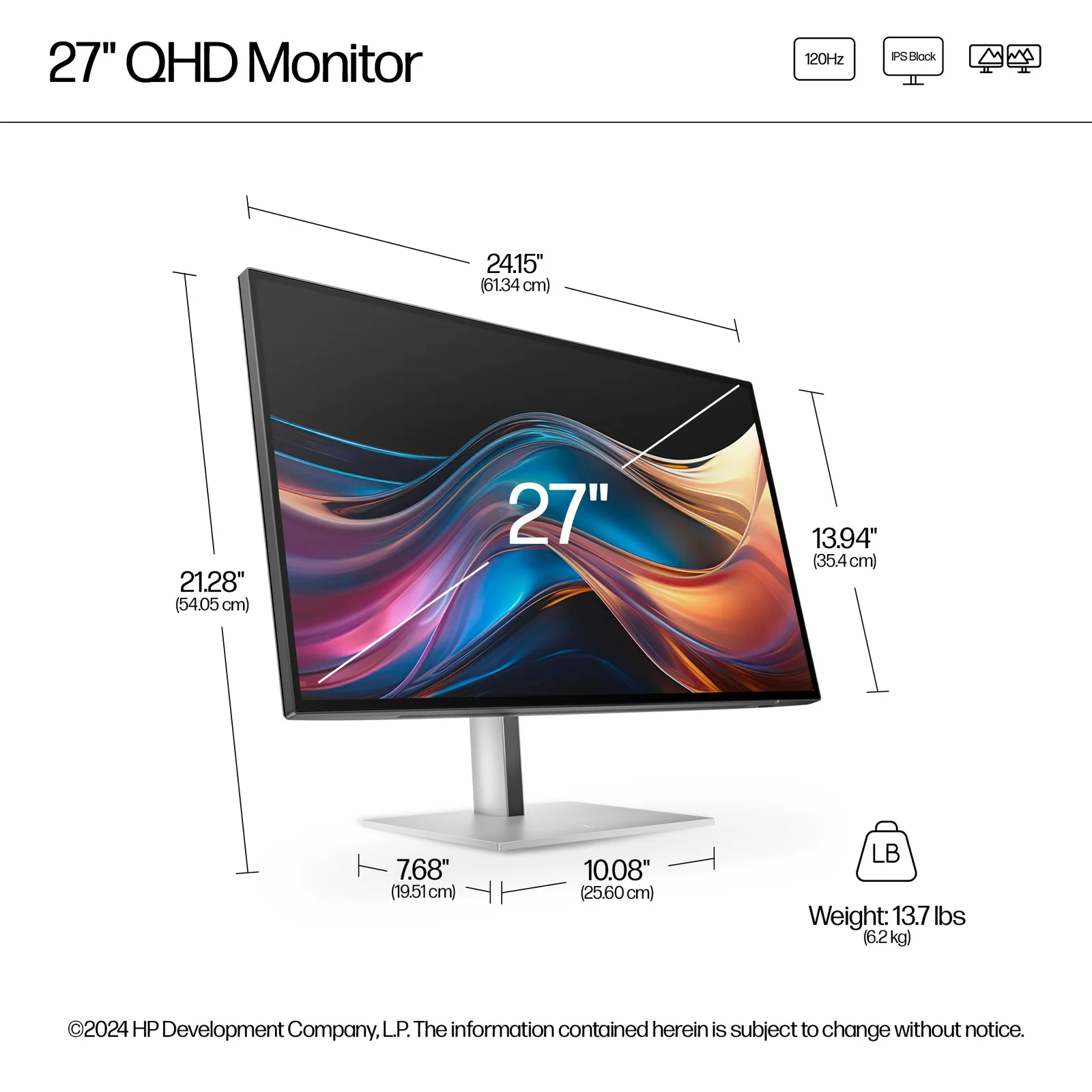 HP Series 7 Pro 27" QHD IPS 120Hz Monitor