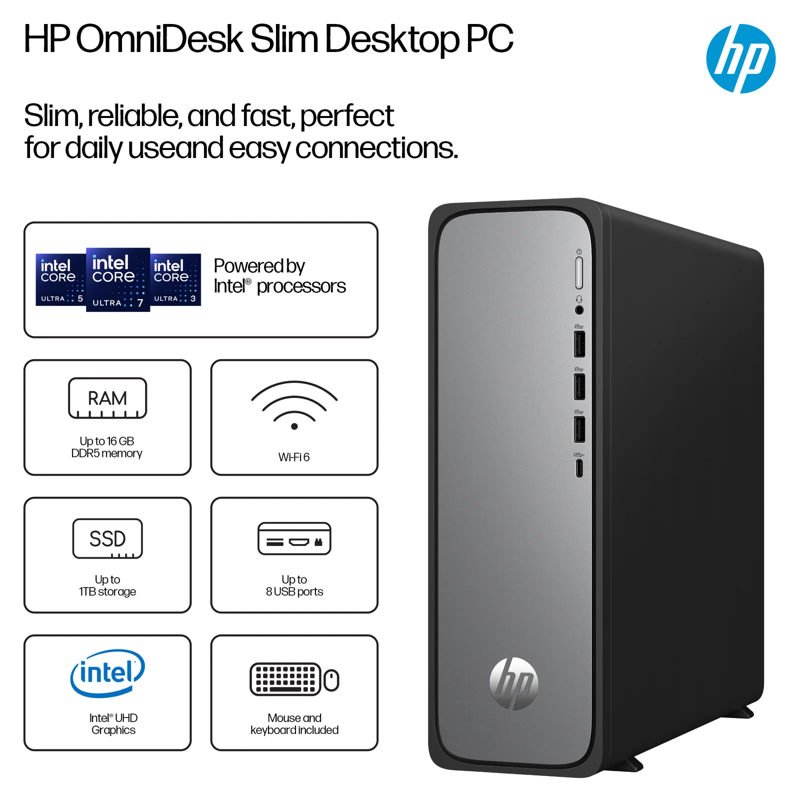 HP OmniDesk Slim S03-0023na, 8GB RAM, 256GB SSD