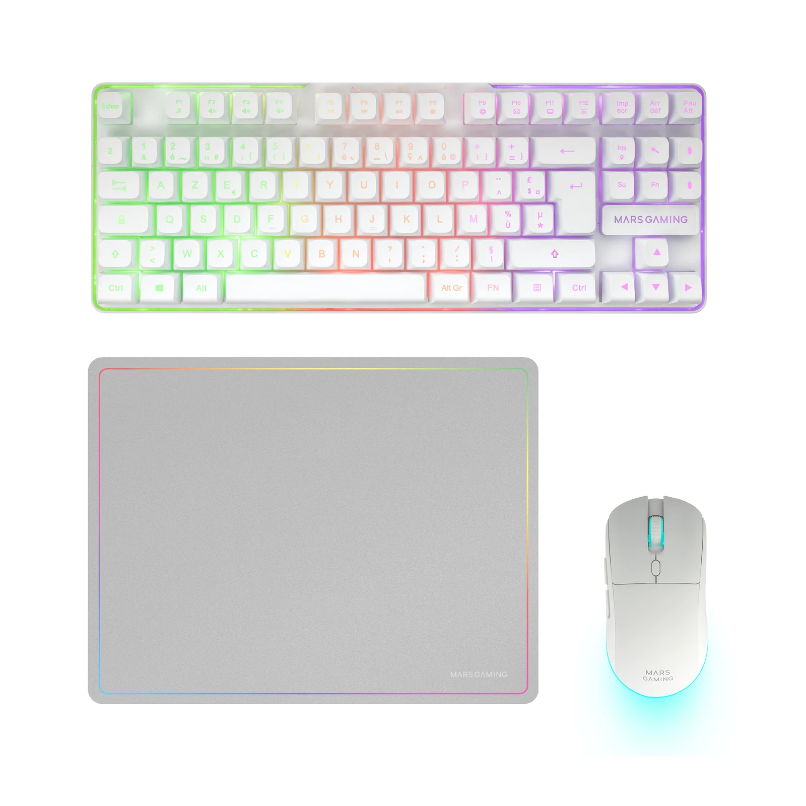 Mars Gaming MCPWTKLWFR Wireless Keyboard & Mouse White, French